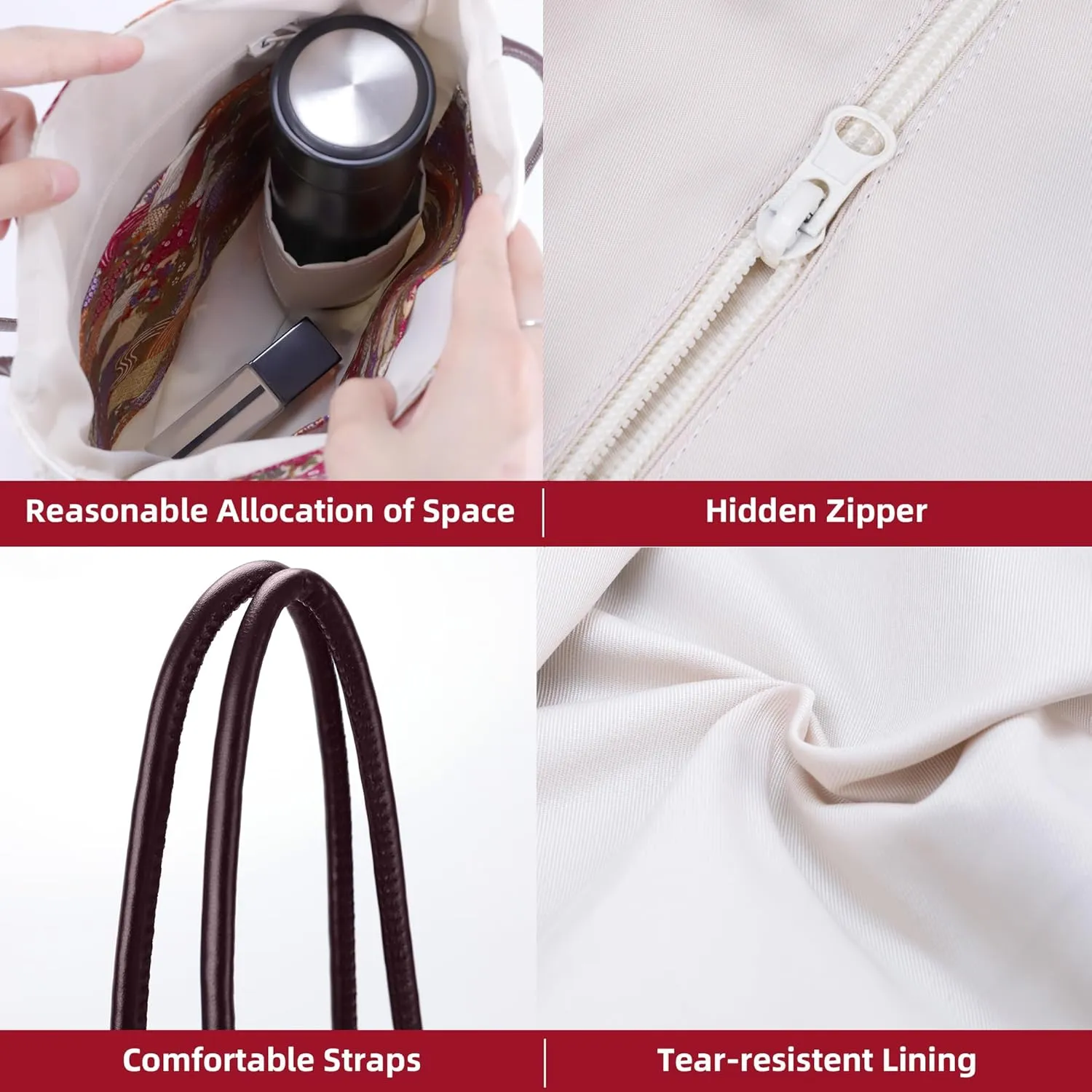 DGAZ Designer Hobo Bags for Women, Large Shoulder Bags, Luxury Tote Bag with Zipper