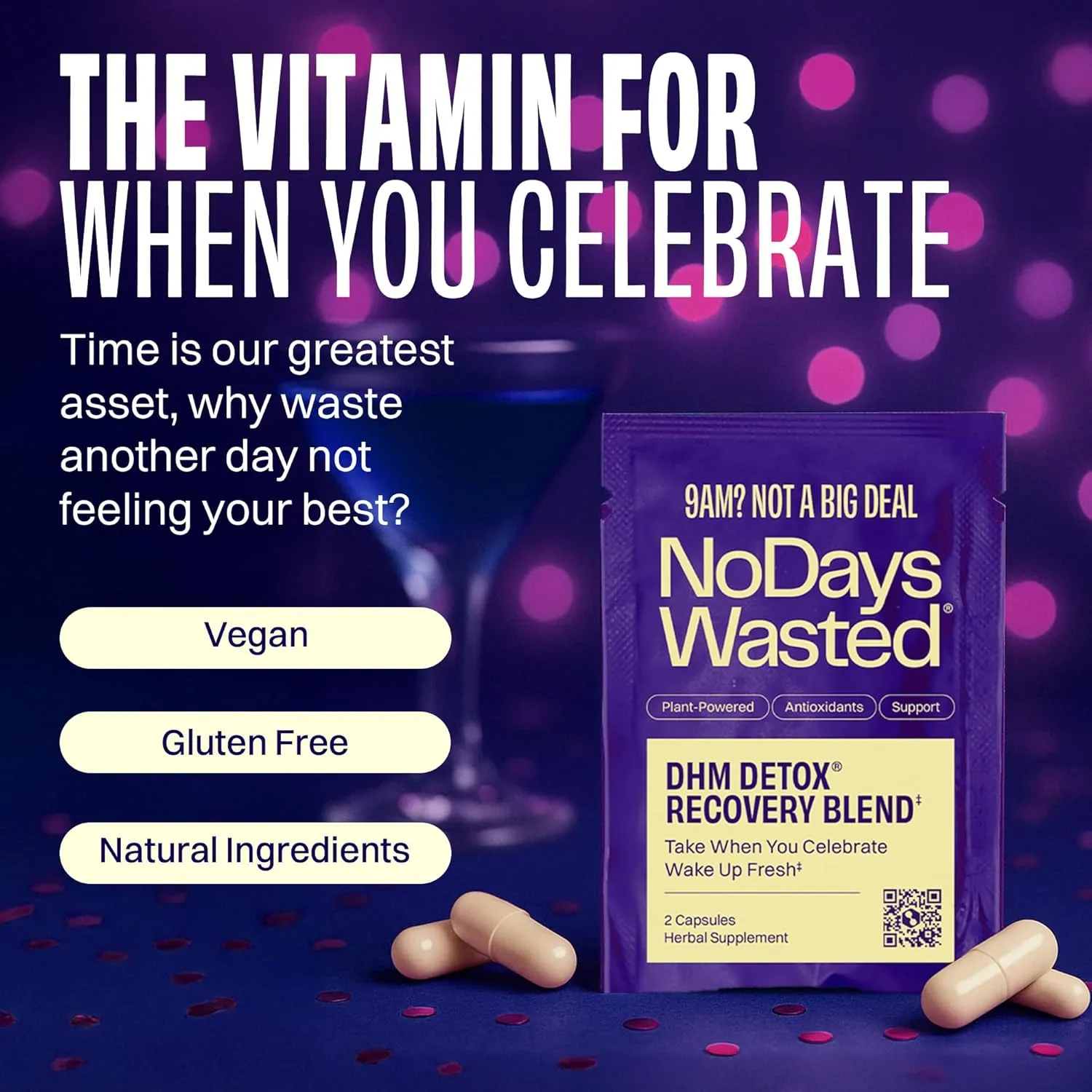 DHM Detox® - No Days Wasted® - New Look - Dihydromyricetin (DHM Supplement), Milk Thistle, Prickly Pear, B Vitamins, Hydration Electrolytes Blend-Take During Evening for Better Next Day and Recovery
