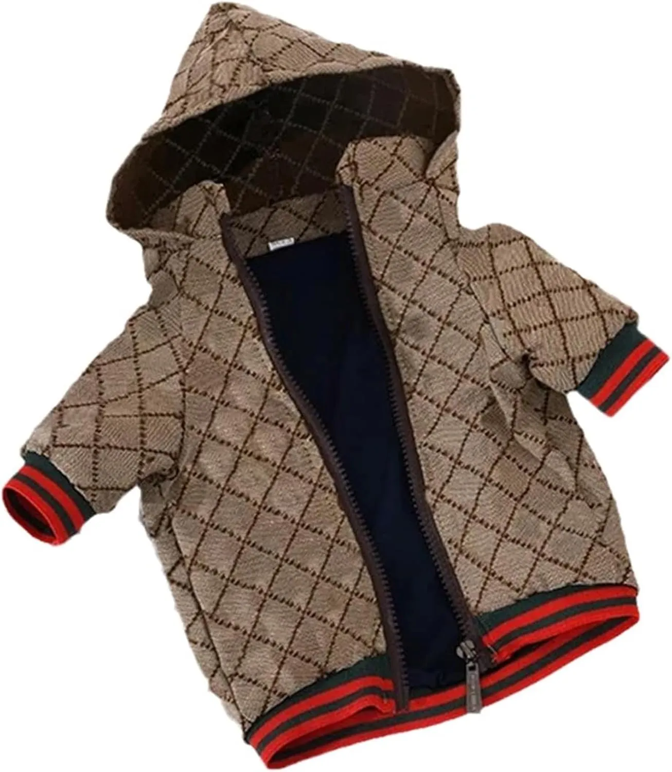 Dog Hoodie Luxury Winter Small Dog Jacket Clothes Classic Designer Warm Pet Coats Zipper Design Easy On/Off French Bulldog Teddy Pug Puppy Clothes(XXL)