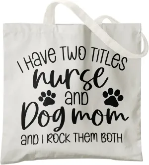 Dog Mom Canvas Tote Bags - Reusable Grocery Bags for Shopping, Funny Dog Lover Gifts for Women