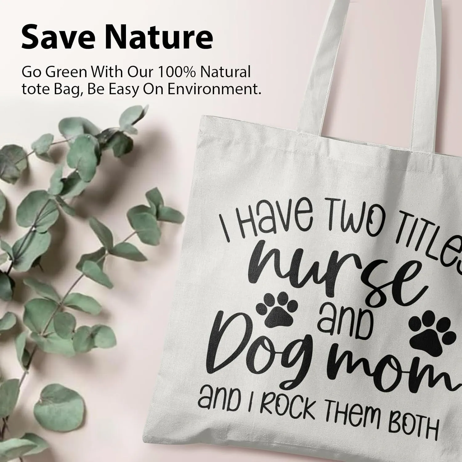 Dog Mom Canvas Tote Bags - Reusable Grocery Bags for Shopping, Funny Dog Lover Gifts for Women