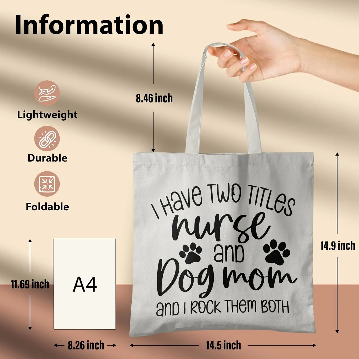 Dog Mom Canvas Tote Bags - Reusable Grocery Bags for Shopping, Funny Dog Lover Gifts for Women