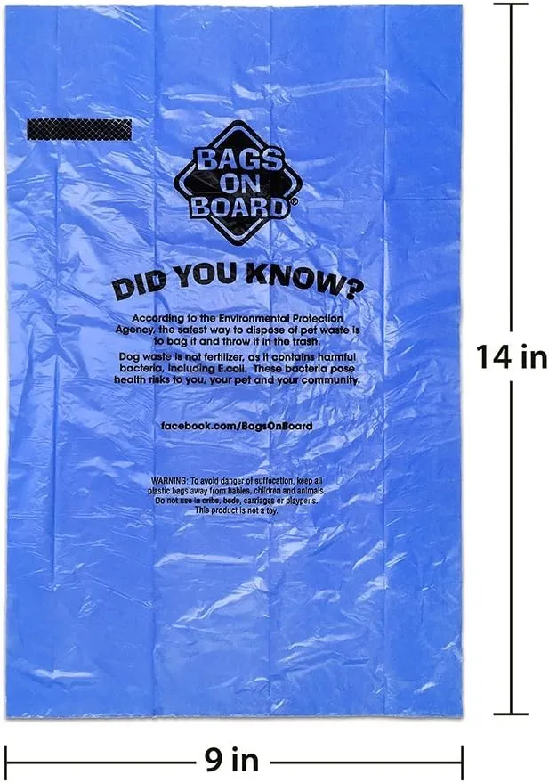Dog Poop Bags | Strong, Leak Proof Dog Waste Bags | 9 x14 Inch Blue Bags