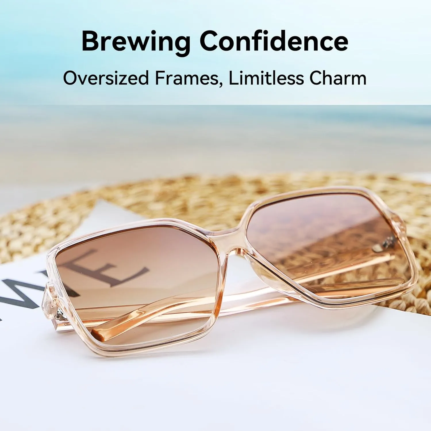 Dollger Oversized Square Sunglasses for Women Big Large Wide Fashion Shades for Men UV Protection Unisex