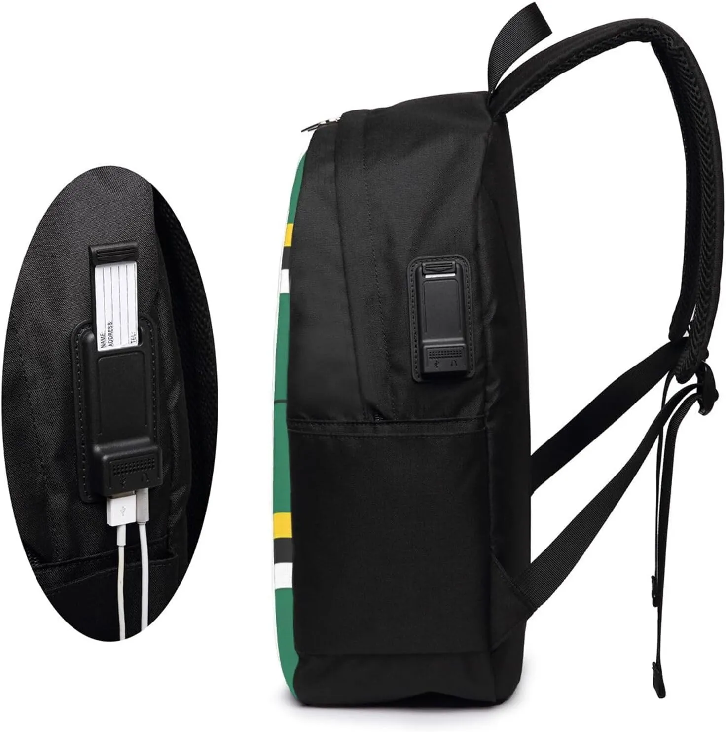 Dominica Flag Travel Backpack 17-Inch Laptop Backpacks Business Rucksack Casual Sport Daypack with USB Charging Port Carry-on Bag for Camping Biking