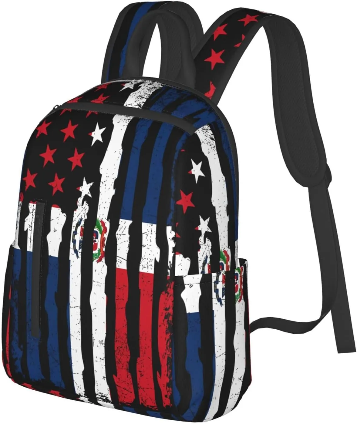 Dominican Roots American Pride Flag Casual Backpacks Large Capacity Laptop Backpack Sports Fitness Rucksack Travel Carry-On Daypack Work Bag for Outdoor Camping