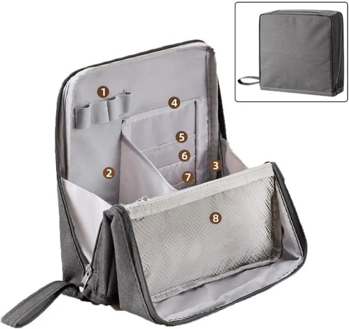 Doresty Makeup Bag, Doresty Standing Makeup Bag – Portable, Large Capacity, Multi-purpose Large Capacity Standing Makeup bag, Toiletry Bags with Compartments (gray)