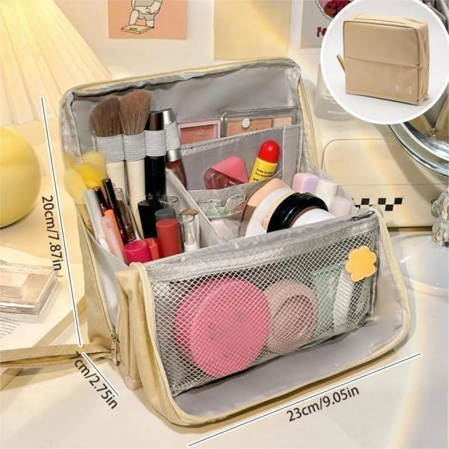 Doresty Makeup Bag, Doresty Standing Makeup Bag – Portable, Large Capacity, Multi-purpose Large Capacity Standing Makeup bag, Toiletry Bags with Compartments (gray)