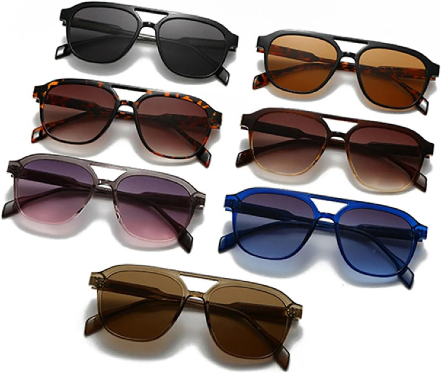 Double Bridges Women Luxury Retro Men Gradient Shades Uv400 Sun Glasses