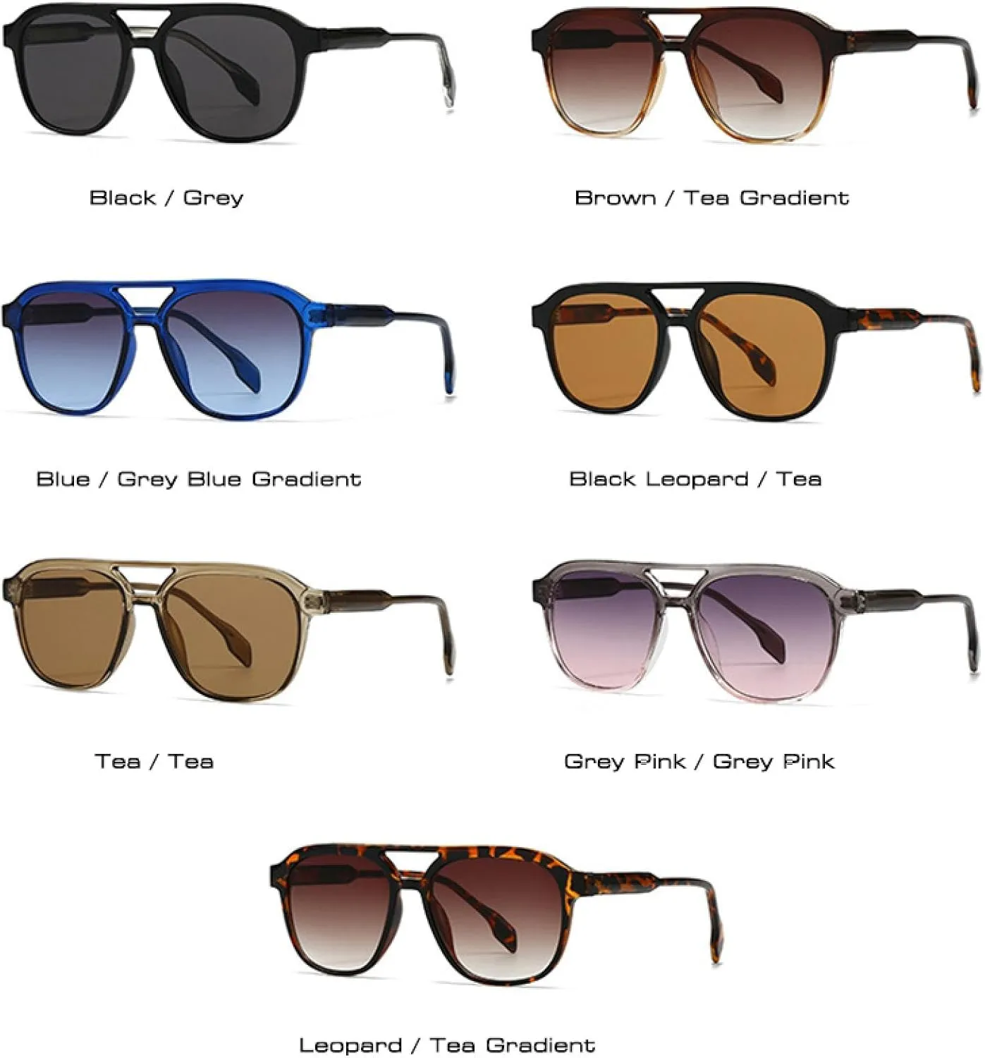 Double Bridges Women Luxury Retro Men Gradient Shades Uv400 Sun Glasses