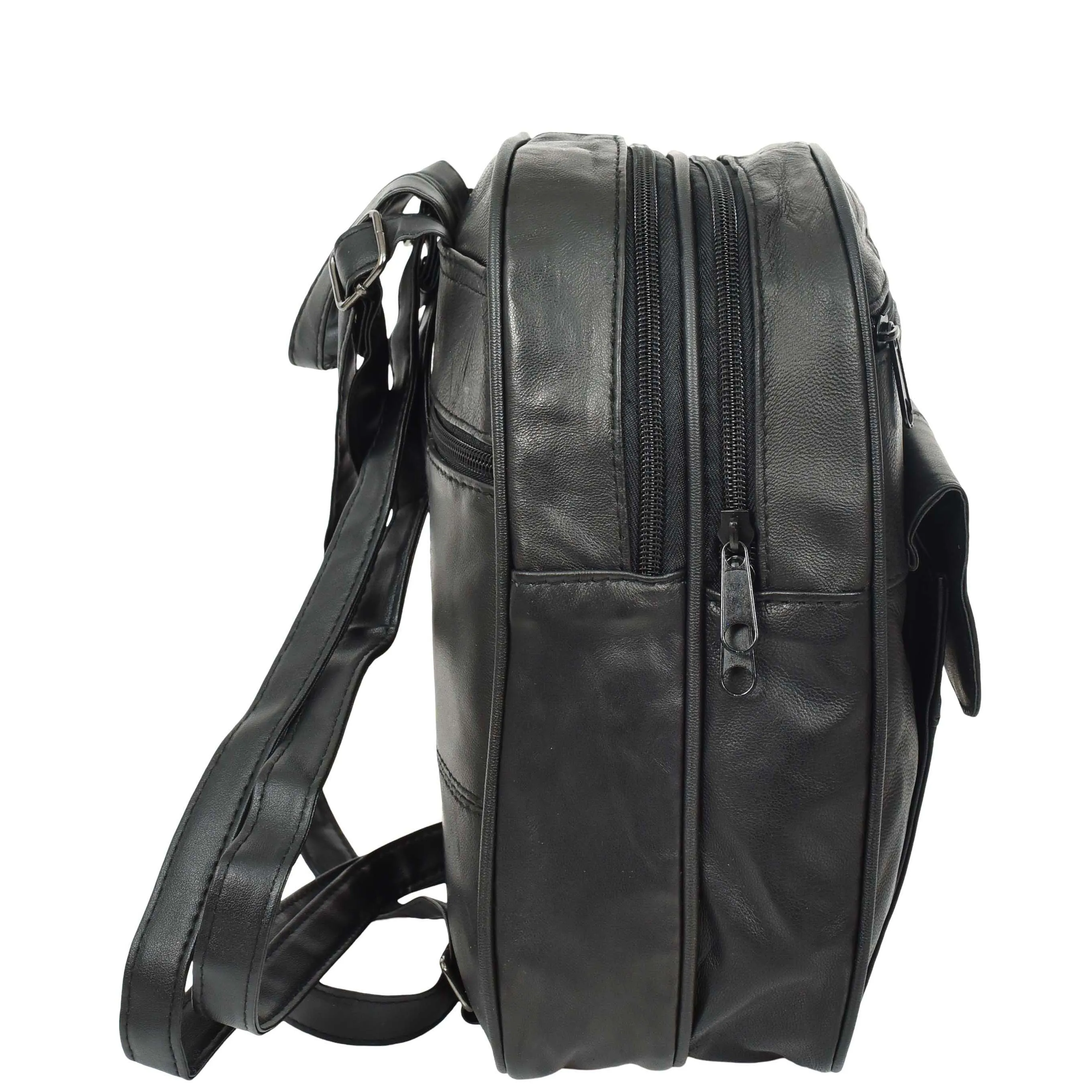 DR670 Women's Medium Size Backpack Leather Daypack Bag Black