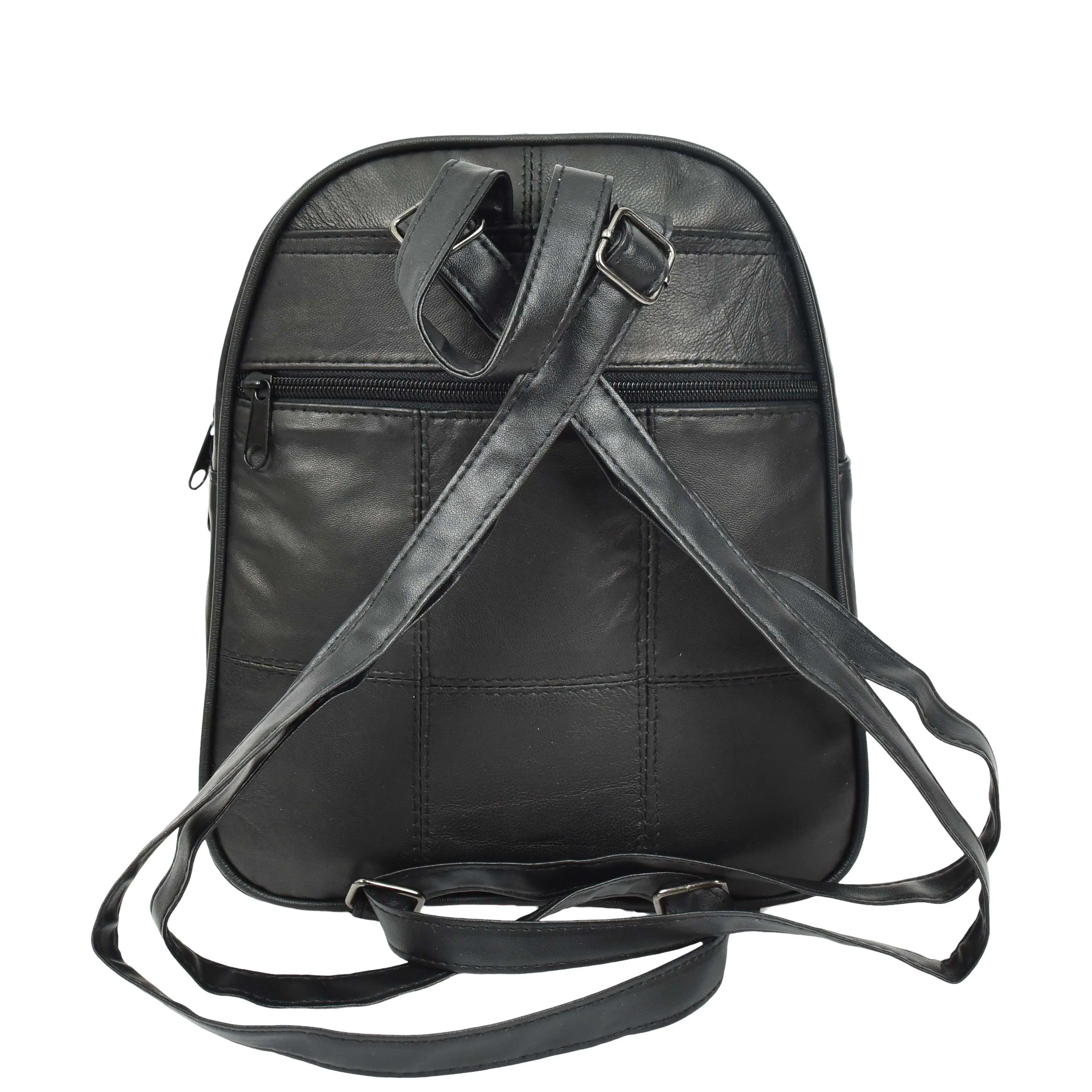 DR670 Women's Medium Size Backpack Leather Daypack Bag Black