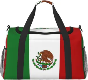 Duffle Bag For Travel Mexican-Flag Travel Bag Carry On Bag For Womens Mens Gym Weekender Overnight Trips
