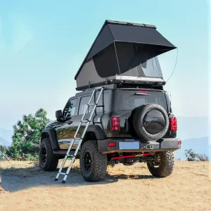 Durable Hardshell Rooftop Tent for Camping, Quick Setup for 2-3 Persons, Aluminum Alloy Shell, Black