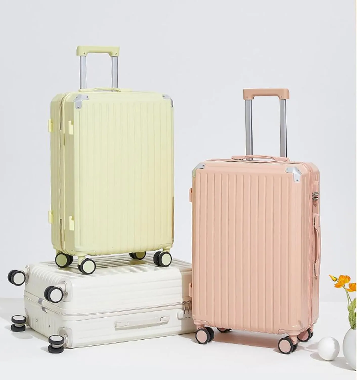 Durable Pink Hard Shell Carry On Luggage - 24 Inch Suitcase with Wheels(Yellow,20in)