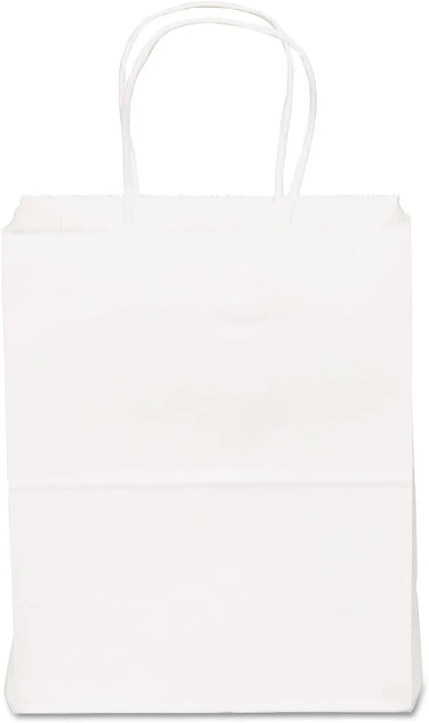 Duro ID# 84598 Tempo Shopping Bag 60# White 250pk 4-1/2 x 8 x 10-1/4