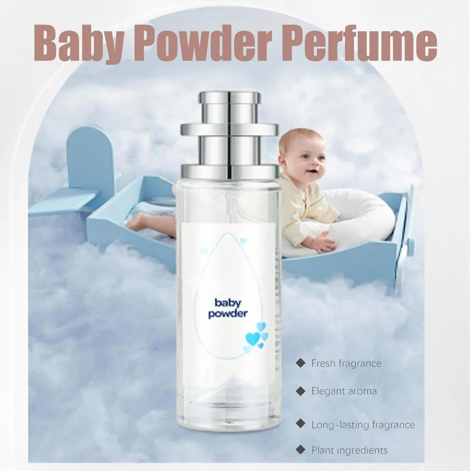 Ebyveen Baby Powder Perfume, Elyven Baby Powder Perfume, Elyven Fresh Scent Perfumes Fragrance Body, An Eau De Parfum, Floral & Creamy Aroma For Women & Men (Bedtime)