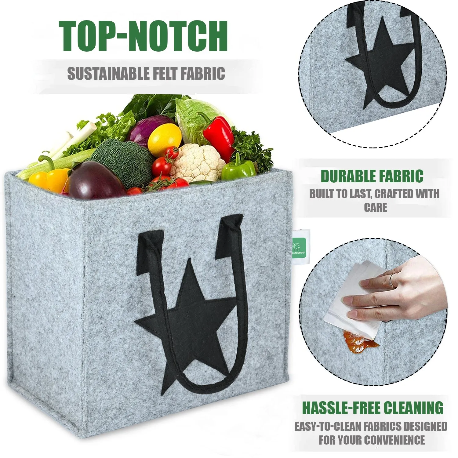 Eco-Friendly Felt Handbags: Chic, Sustainable Solutions for Shopping and Beyond (Light Grey)