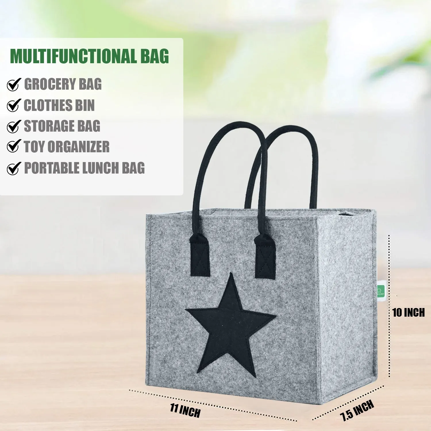 Eco-Friendly Felt Handbags: Chic, Sustainable Solutions for Shopping and Beyond (Light Grey)
