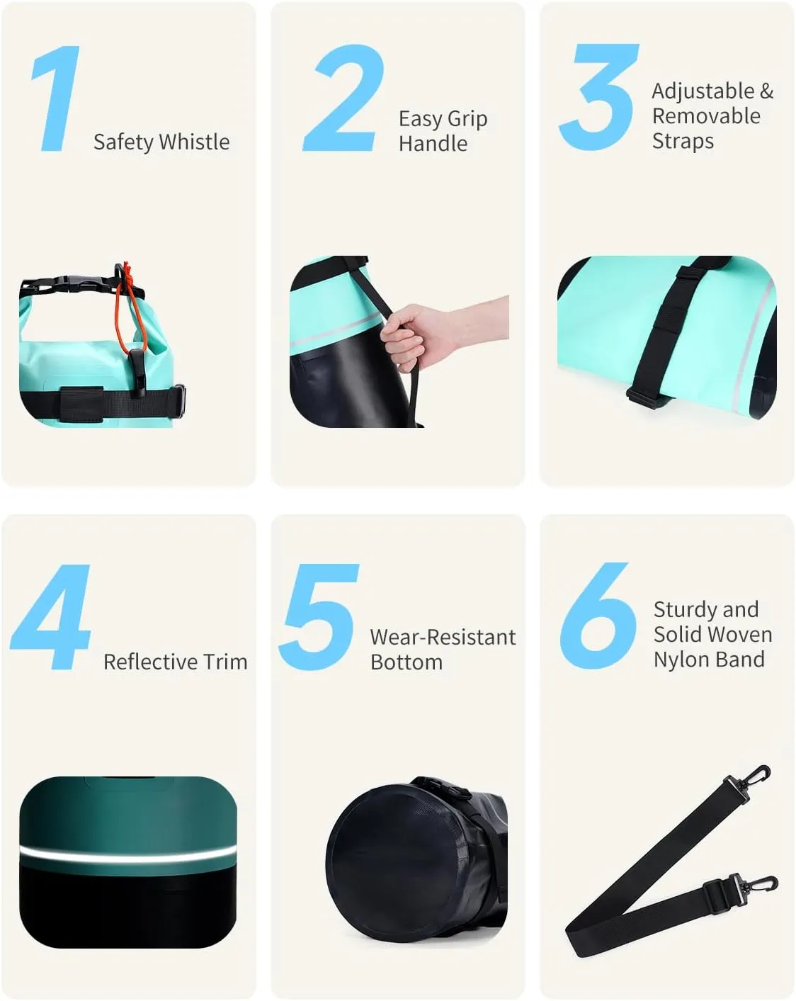 ECOHUB Waterproof Dry Bag for Women Men, 5L/10L/20L Roll Top Lightweight Dry Storage Bag Backpack for Travel Kayaking Hiking Floating with Waterproof Phone Case