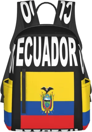Ecuador Ecuadorian Flags Casual Backpacks Large Capacity Laptop Backpack Sports Fitness Rucksack Travel Carry-On Daypack Work Bag for Outdoor Camping