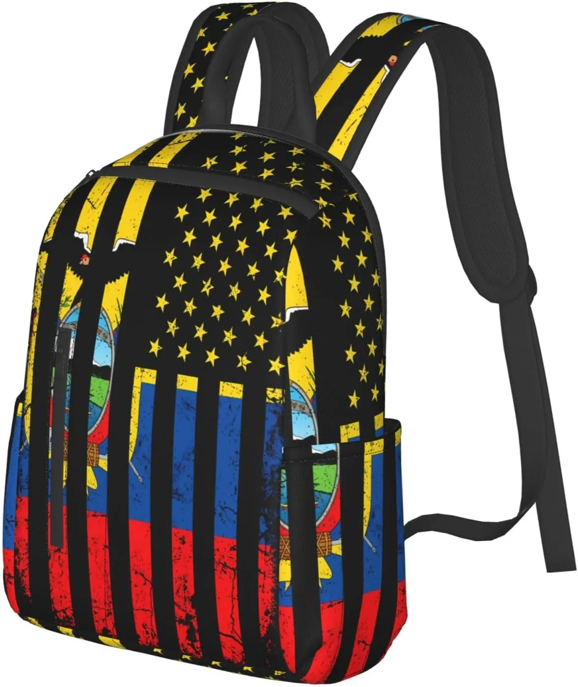 Ecuadorian American Flag America Ecuador Roots Casual Backpacks Large Capacity Laptop Backpack Sports Fitness Rucksack Travel Carry-On Daypack Work Bag for Outdoor Camping
