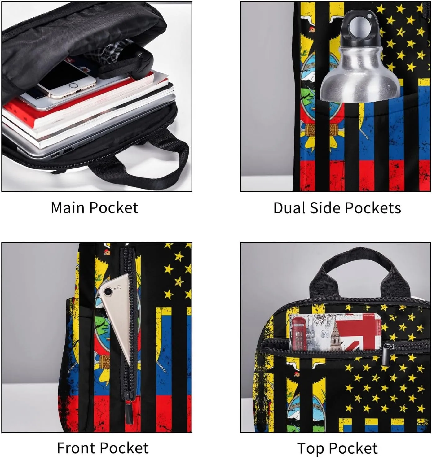 Ecuadorian American Flag America Ecuador Roots Casual Backpacks Large Capacity Laptop Backpack Sports Fitness Rucksack Travel Carry-On Daypack Work Bag for Outdoor Camping