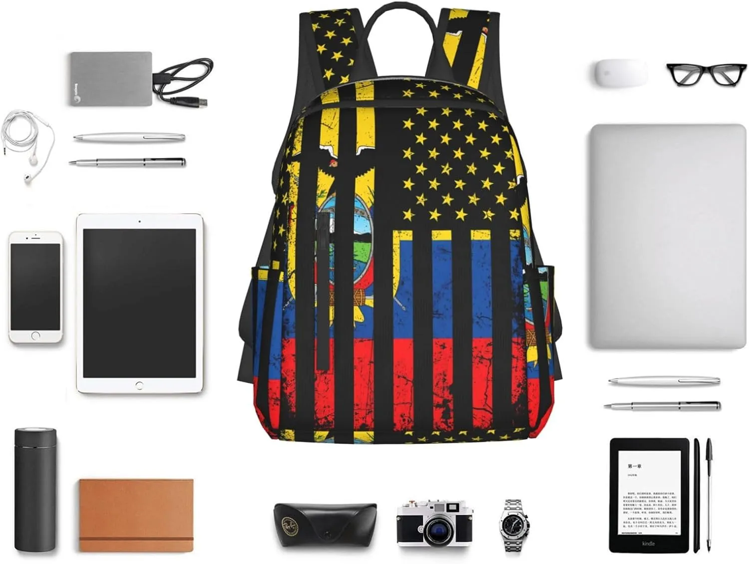 Ecuadorian American Flag America Ecuador Roots Casual Backpacks Large Capacity Laptop Backpack Sports Fitness Rucksack Travel Carry-On Daypack Work Bag for Outdoor Camping