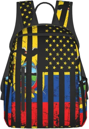Ecuadorian American Flag America Ecuador Roots Casual Backpacks Large Capacity Laptop Backpack Sports Fitness Rucksack Travel Carry-On Daypack Work Bag for Outdoor Camping