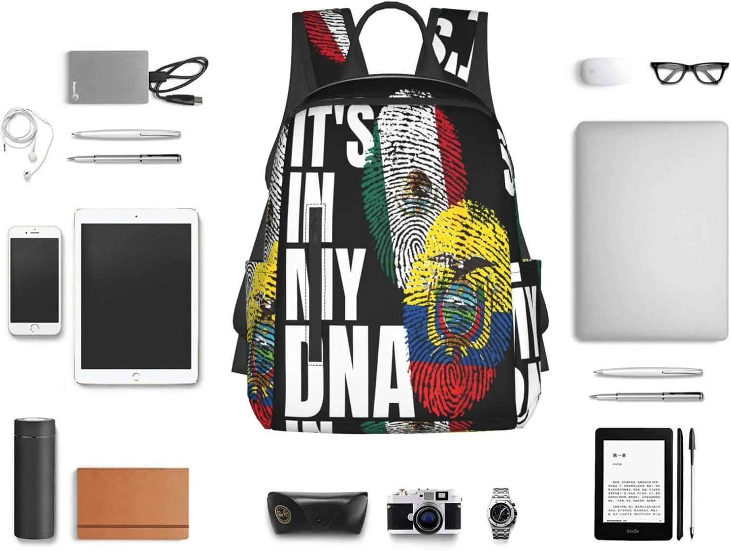 Ecuadorian Mexican Mix Flag Casual Backpacks Large Capacity Laptop Backpack Sports Fitness Rucksack Travel Carry-On Daypack Work Bag for Outdoor Camping