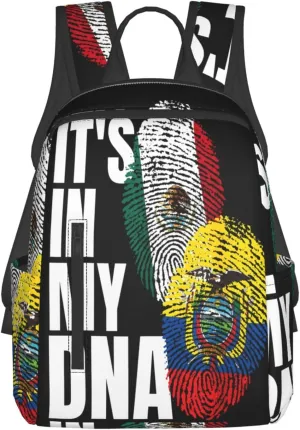 Ecuadorian Mexican Mix Flag Casual Backpacks Large Capacity Laptop Backpack Sports Fitness Rucksack Travel Carry-On Daypack Work Bag for Outdoor Camping