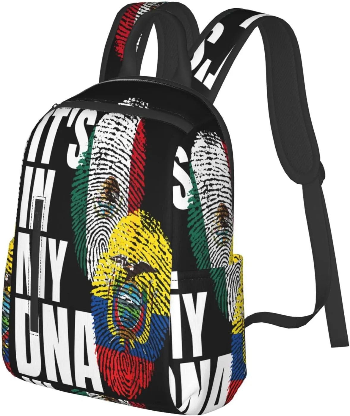 Ecuadorian Mexican Mix Flag Casual Backpacks Large Capacity Laptop Backpack Sports Fitness Rucksack Travel Carry-On Daypack Work Bag for Outdoor Camping