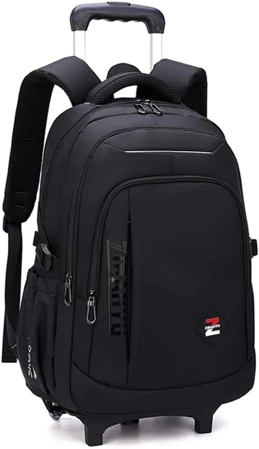 EKUIZAI Solid Color Trolley Backpack Schoolbag for Middle School Students Elementary Rolling Bag Daypack for Teen Boys