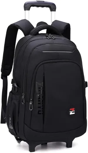 EKUIZAI Solid Color Trolley Backpack Schoolbag for Middle School Students Elementary Rolling Bag Daypack for Teen Boys
