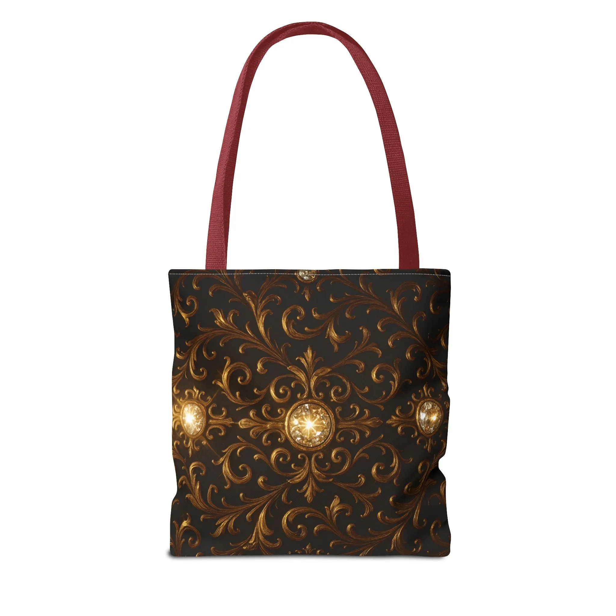 Elegant Baroque Tote Bag - Black and Gold Ornate Design Purse, Reusable Stylish Shoulder Bag for Women, Vintage Luxe Aesthetic Gift
