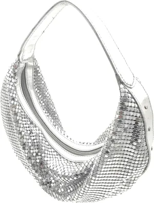 Elegant Vintage Hand Carry Evening Clutch Purse Women's Metal Mesh Hobo Bag for Cocktail Parties, Weddings, Prom & Banquets