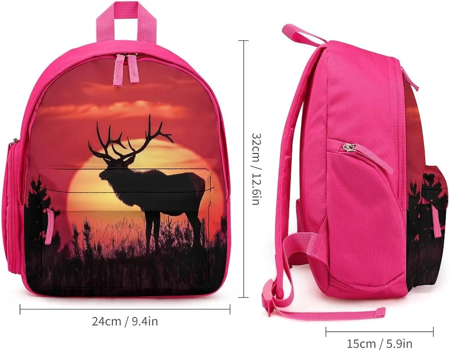 Elk in The Sunset Cute Backpack Lightweight Mini Shoulder Bag Travel Daypack for Camping Picnic