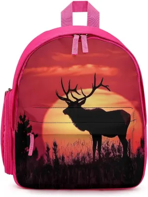 Elk in The Sunset Cute Backpack Lightweight Mini Shoulder Bag Travel Daypack for Camping Picnic