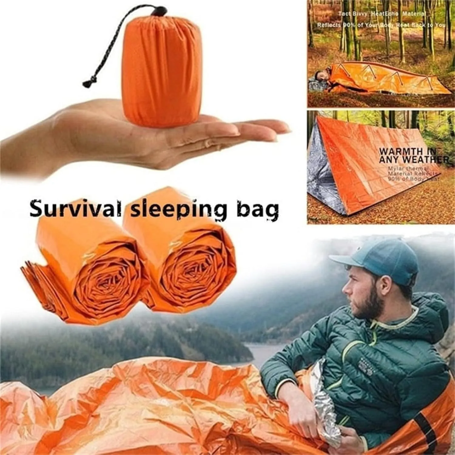 Emergency Sleeping Bags for Survival, Emergency Sleeping Bags for Survival Sleeping Bag, Portable Thermal Bivy Sack Blanket, Ultralight Outdoor Survival Gear for Camping, Hiking, Outdoor