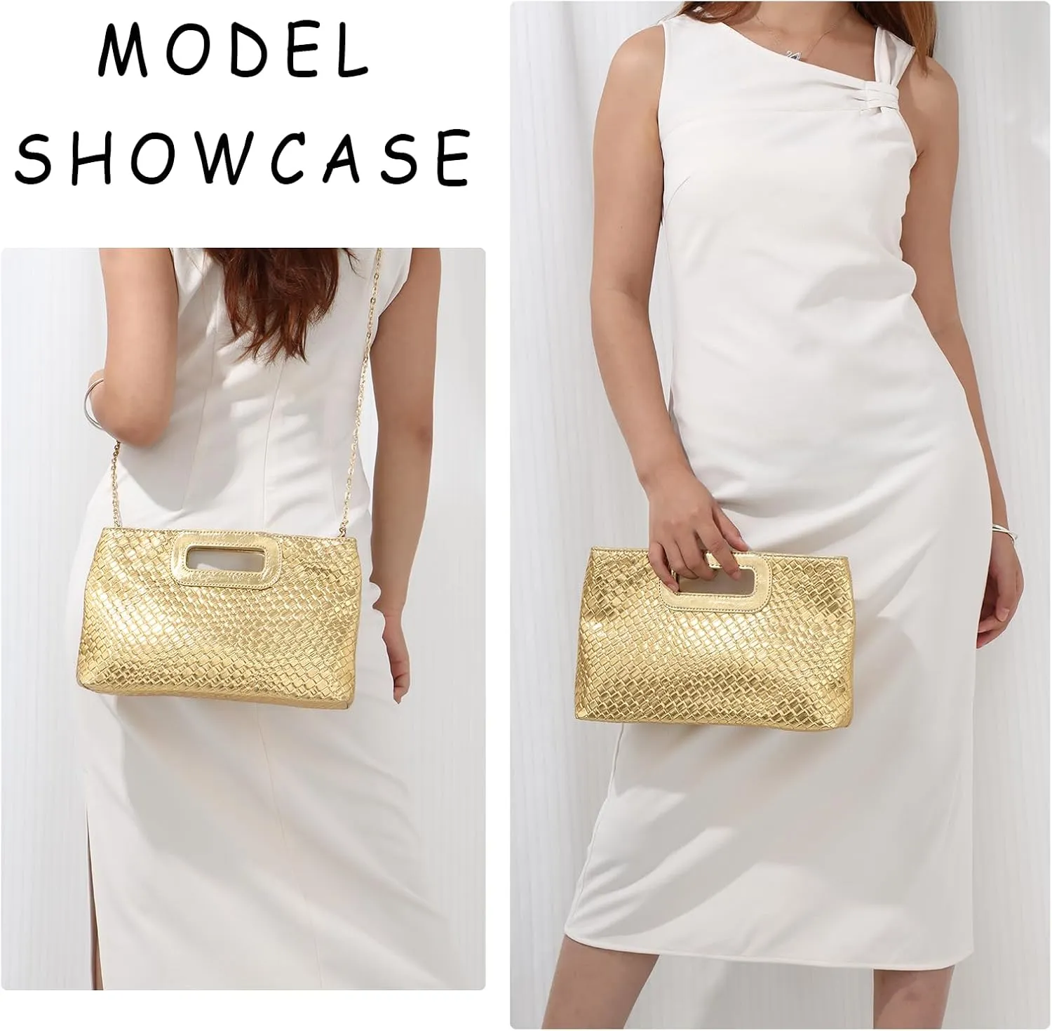 Emprier Clutch Purse for Women Faux Leather Evening Bags With Chain,for Prom Cocktail Wedding