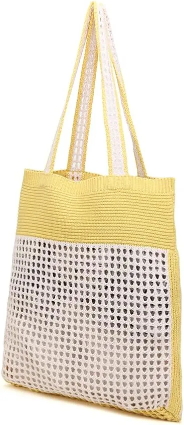 ENBEI Beach Bag Crochet Tote bag for Women,Aesthetic Boho Large Bag,Foldable&Lightweight,Shopping,Beach,Travel,Daily Use