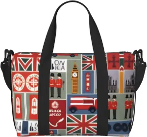 England Symbols print Womens travel bags, weekender carry on for women, sports Gym Bag, Overnight Carry on Bag