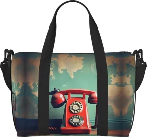 England UK Retro London Telephone print Womens travel bags, weekender carry on for women, sports Gym Bag, Overnight Carry on Bag