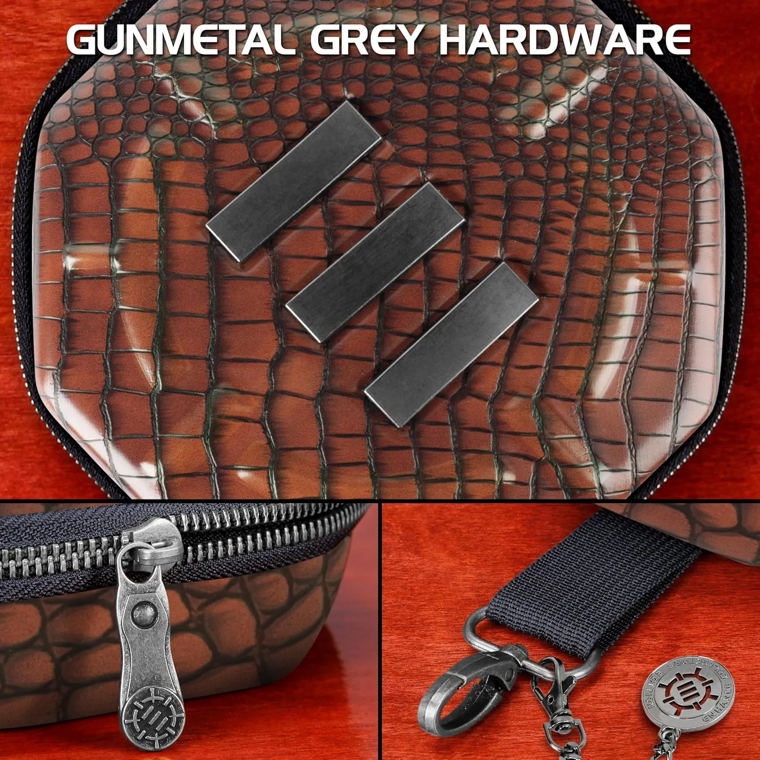 ENHANCE DND Dice Tray and Case - Collector's Edition DND Dice Holder up to 150 D&D Shakers with Hard Shell Exterior and Protective Soft Interior - Rolling Tray Perfect for Game Night (Dragon Brown)