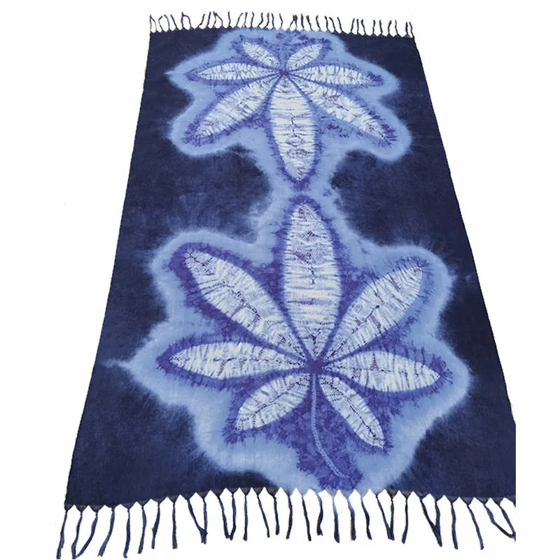 Ethnic Tie-Dye Scarf – Four-Leaf Clover Cotton-Linen Wrap