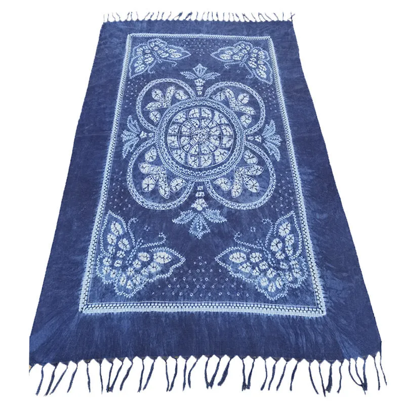 Ethnic Tie-Dye Scarf – Four-Leaf Clover Cotton-Linen Wrap