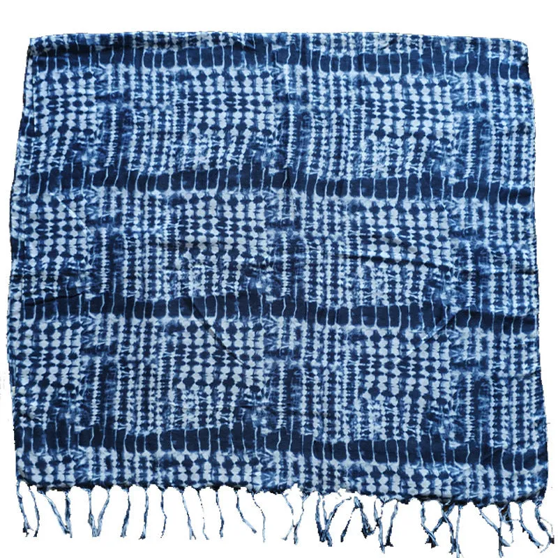 Ethnic Tie-Dye Scarf – Four-Leaf Clover Cotton-Linen Wrap