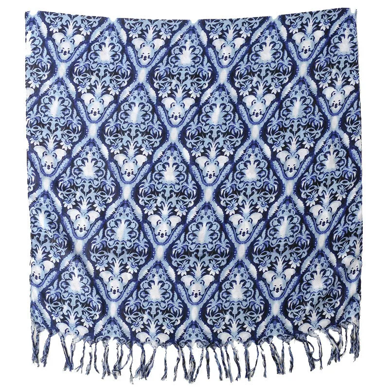 Ethnic Tie-Dye Scarf – Four-Leaf Clover Cotton-Linen Wrap