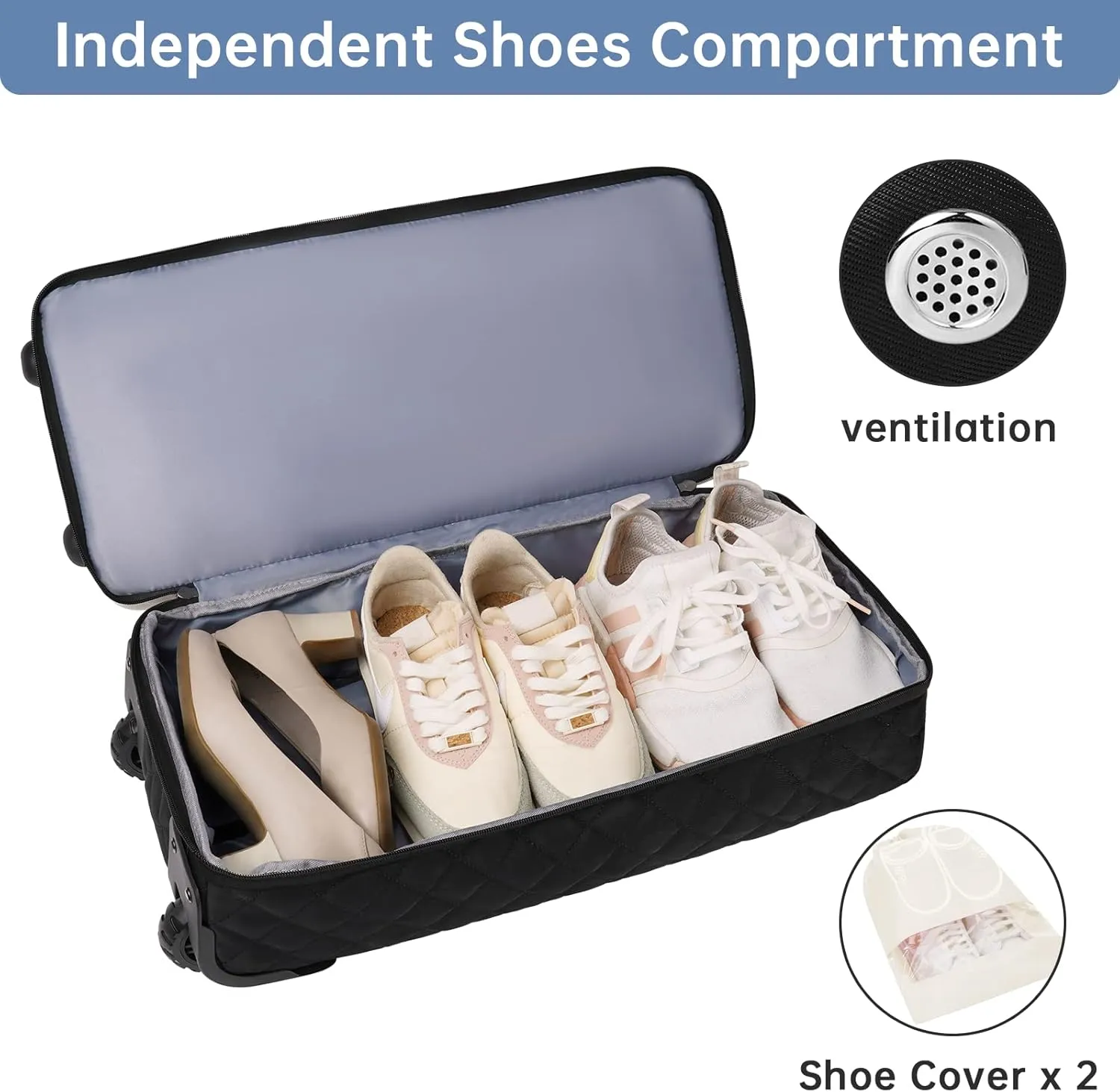 ETRONIK Rolling Duffle with Wheels, 23 Inch Large Carry on Luggage for Women with Shoe Compartment, Duffle Bag for Travel with Toiletry Bag, Beige