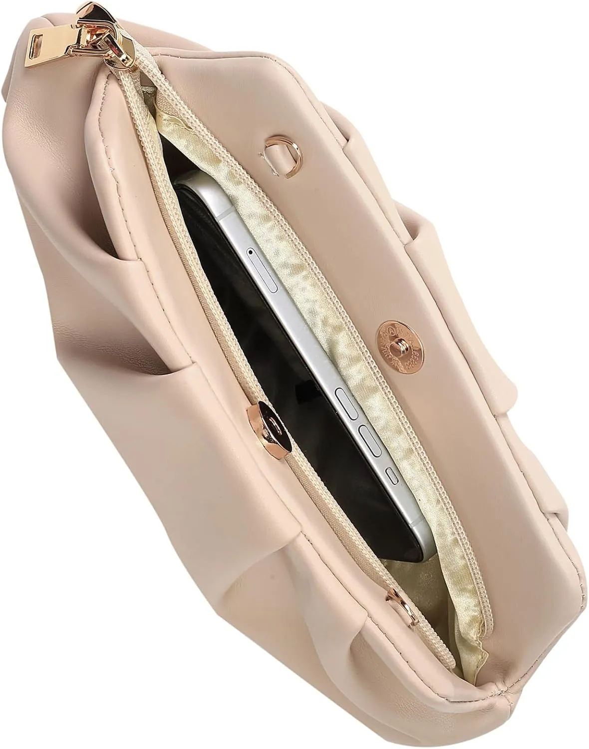 Evening Bag for Women Ruched Clutch Purse Detachable Metal Chain Crossbody Bag
